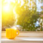 coffee mug in a window